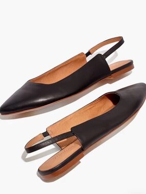Madewell The Margot Slingback Flat in Black Leather 11 Fit 10